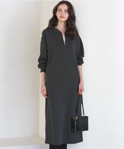 【SLOW/一部店舗限定】ハイゲージテリー ハーフジップ ワンピース