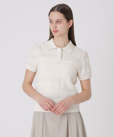 コットンレーシージャージーニットトップス