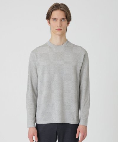 リネンミックスシャドーチェックニット