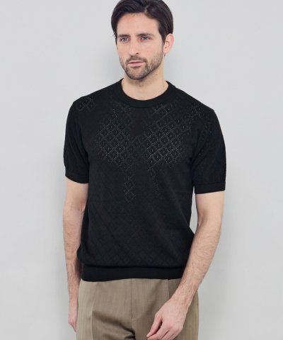 ランダムアイレットニットTシャツ