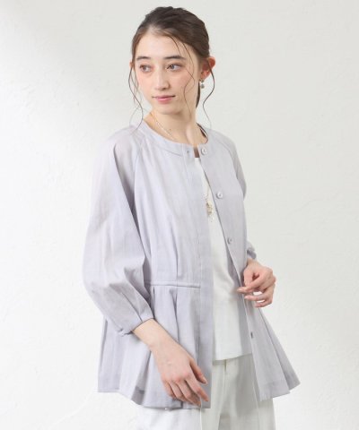 ナチュラルドライオーガンジー ノーカラー羽織シャツ