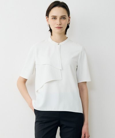 ストレッチジョーゼット ラッフルディテールブラウス