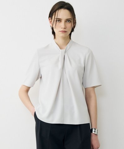 ストレッチジョーゼット ドレープデザインブラウス