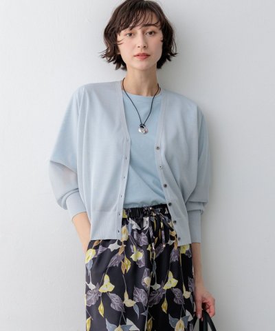 【WEB&一部店舗限定カラーあり】シャイニーシアー ドルマンスリーブ カーディガ