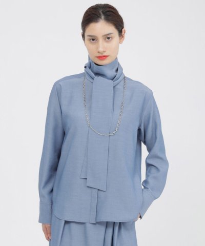 【松島花さん着用】【ウォッシャブル/接触冷感】シャルマンダンガリー　ブラウス