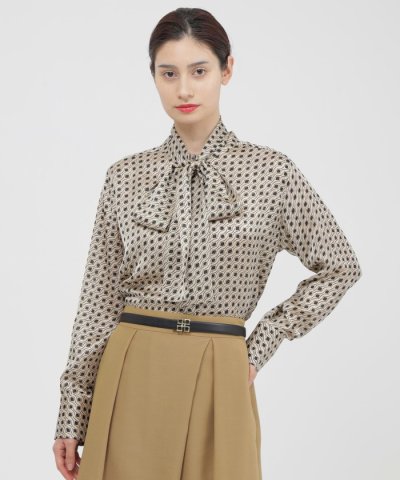 【ウォッシャブル】スクエアジオメトリック　ブラウス