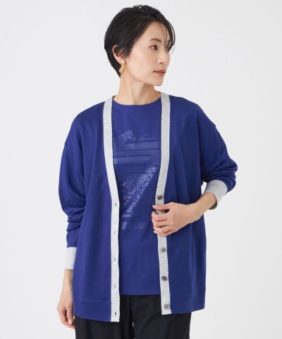 【接触冷感・ウォッシャブル】ハイゲージ天竺Vネックカーディガン