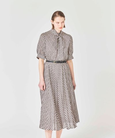 【eclat掲載】【ウォッシャブル】スクエアジオメトリック　ワンピース