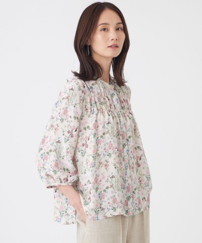 【ウォッシャブル】ルーセントフラワーブラウス