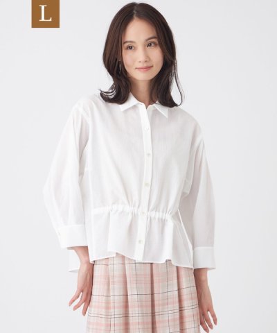 【L】【接触冷感・ウォッシャブル】スラブクレープブラウス
