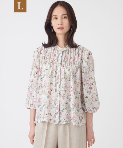 【L】【ウォッシャブル】ルーセントフラワーブラウス