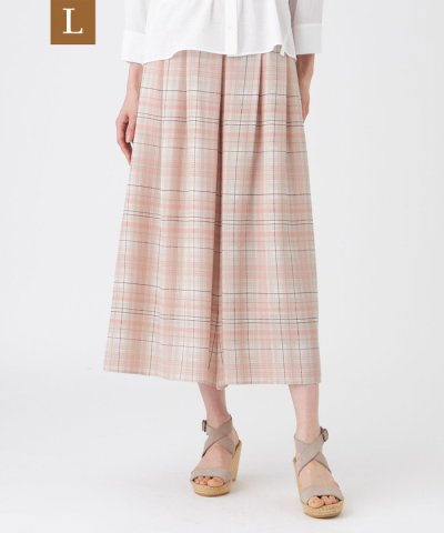 【L】【ウォッシャブル】シアーチェックプリントパンツ