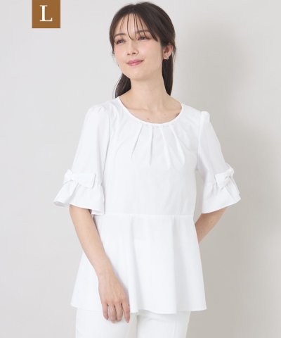 【L】バンブーレーヨンビジュー フレアチュニック