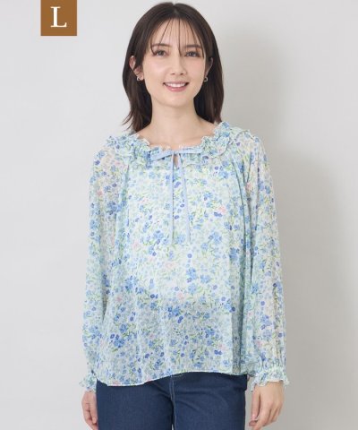 【L】プチフルール フリルブラウス