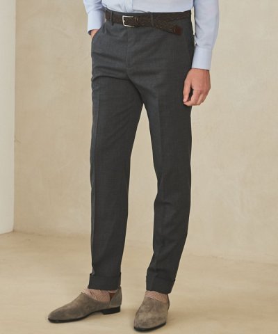 セットアップ対応【ロングセラー】ウォッシャブル サマーウール100％パンツ(ノー