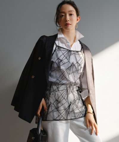 【見上愛さん着用】ナイロンコットンシアーボイル ダブルジャケット