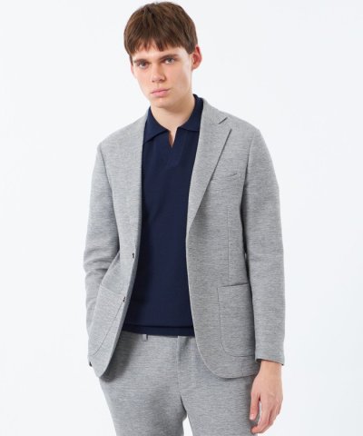 テーラードジャージージャケット 杢カラミストレッチ