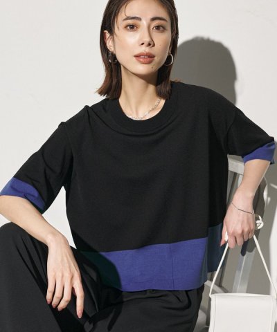 VIS/NYハイゲージ バイカラーニットT