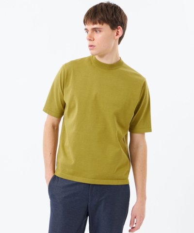 16Gプレーティング天竺 セミモックネックニットTシャツ
