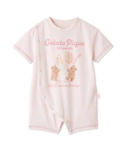 BABY】【接触冷感】アイスクリームベアワンポイントロンパース