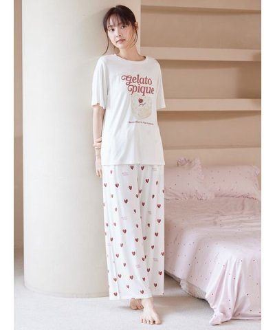 【接触冷感】ハート柄ロングパンツ