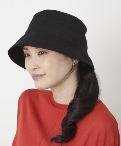 【日本製】ツイード横はぎダウンハット 帽子 ロゴ ワンポイント 無地