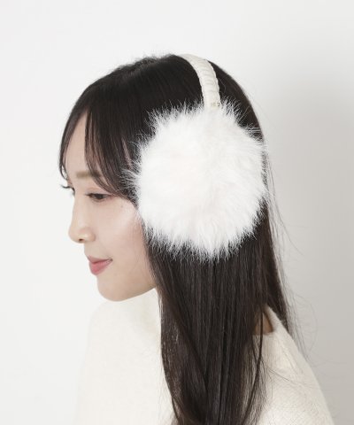 フェイクファーイヤマフ キラキラ ロゴリング付き