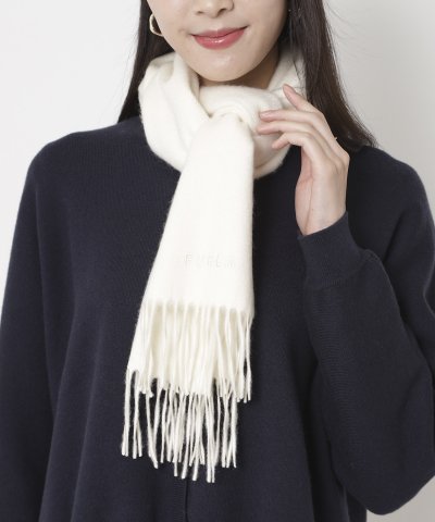 【洗える】カシミヤ100％紡毛厚手マフラー 30×180cm ロゴ 無地