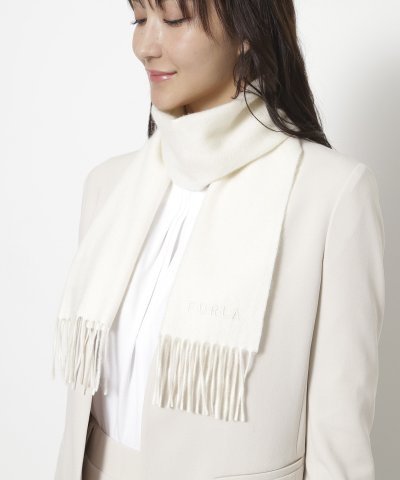 【洗える】カシミヤ100％紡毛厚手マフラー 20×150cm ロゴ 無地