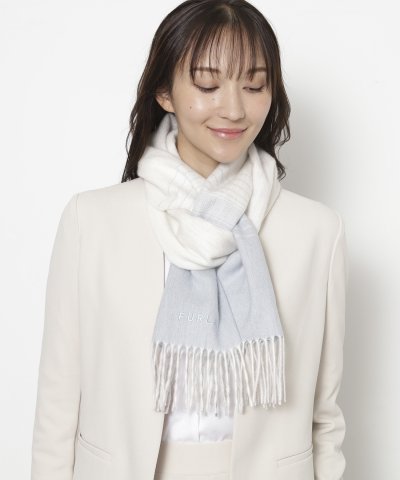 ウール100％紡毛厚手マフラー 30×180cm オンブレー カラーブロック