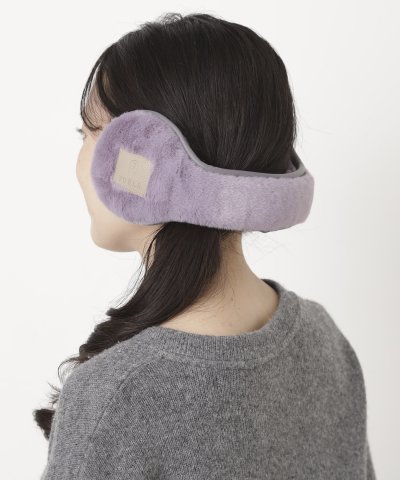 【ギフト箱入り】イヤマフ フェイクファー バックアーム ロゴ ワンポイント ユニ