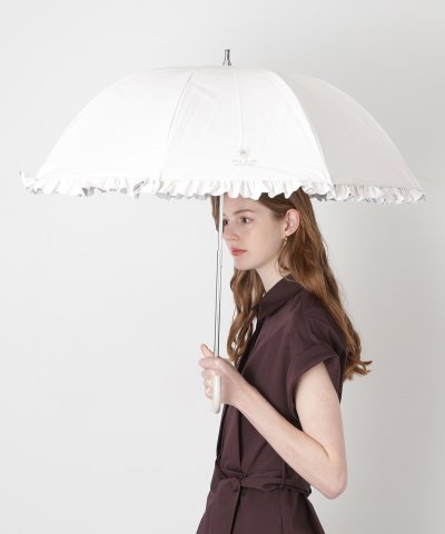 【WEB限定】晴雨兼用日傘 ショート傘 クリザンテーム スカラフリル 深張り