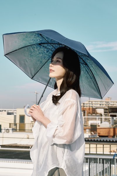 【ハニカム断熱パラソル】晴雨兼用日傘 長傘 ロング傘 アイスクリスタル 50cm