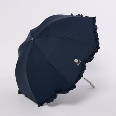 日傘 長傘 晴雨兼用傘 花柄 フリル クリザンテーム ワンポイント 深張