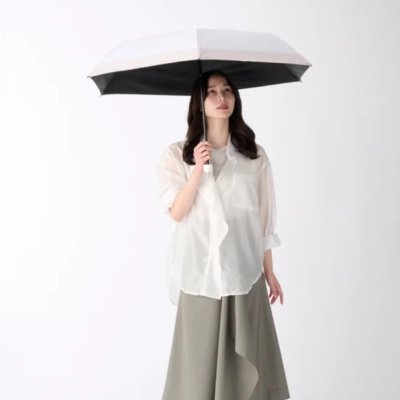 【ハニカム断熱パラソル】晴雨兼用折りたたみ日傘 ボーダー 55cm 遮光 遮熱