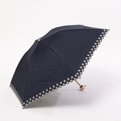 【日本製】晴雨兼用折りたたみ日傘 ドット ジャカード ボーラ刺繍 遮光 遮熱 U