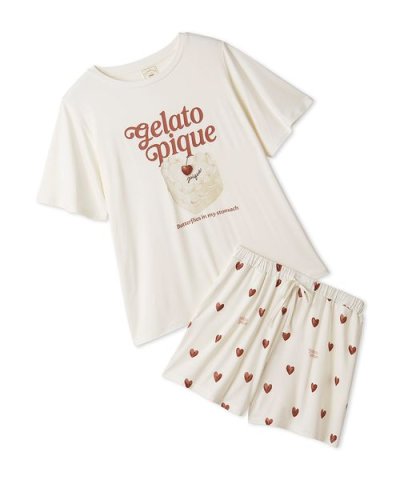 【ONLINE限定】【接触冷感】ケーキワンポイントTシャツ&ハート柄ショートパン