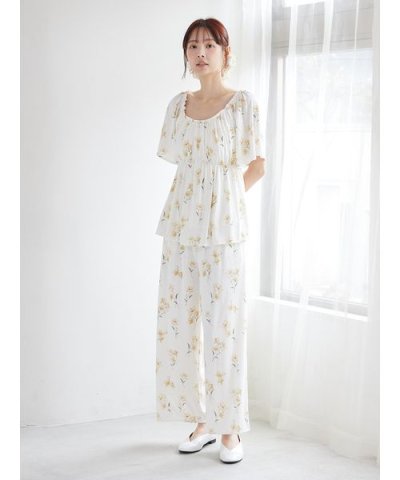 【母の日】フラワー柄ロングパンツ