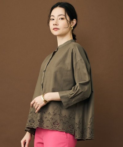 エンブロイダリーブロードバンドカラー ブラウス