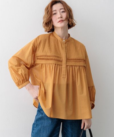 コットンボイル ピンタック ブラウス