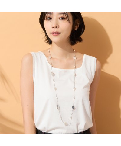 ピサーノ PISANO パール調×シルバー調パーツ・ロングネックレス