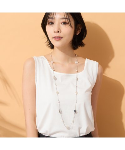 ピサーノ PISANO パール調×シルバー調パーツ・ロングネックレス
