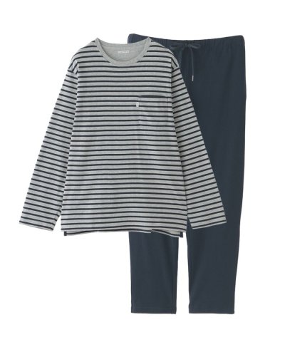 【WEB限定】天竺ボーダー＆無地パンツ パジャマ