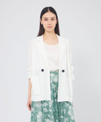 シアーコットンナイロン ダブルブレストニットジャケット