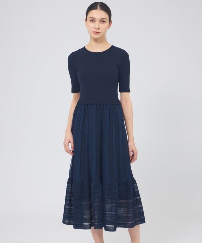 シアーコットンナイロン ニットワンピース