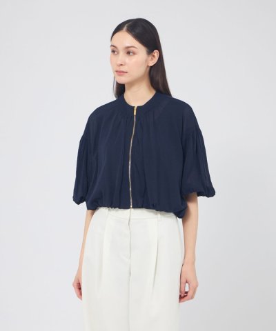 シアーコットンナイロン ショートニットブルゾン