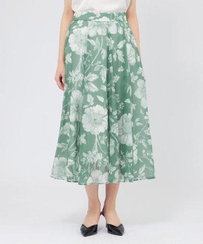 シアーフローラルプリント フレアスカート