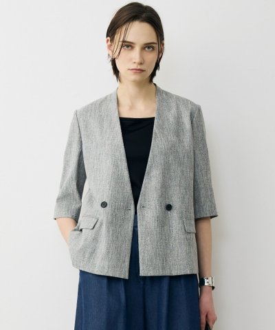 ストレッチMIXツイード 半袖ジャケット