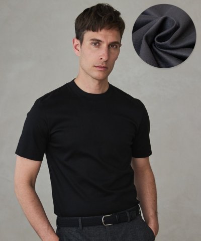 仕事で着られる綿100%【クルー以上モック未満】カバーネック DRESS Tシャ