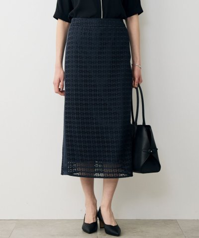 グリッドパターンレース スカート